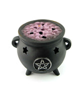 Black Ceramic Cauldron With Pentagram Incense Burner | woot & hammy